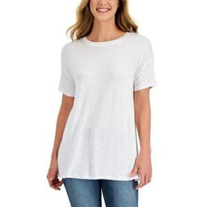 Style & Co Petite Drapey Crewneck T-Shirt, Bright White Sz. PS